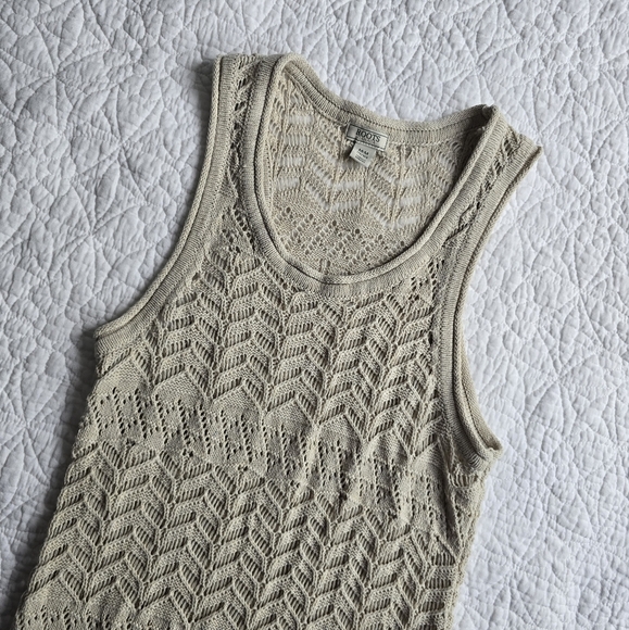 Roots Beige Maxi Dress Crochet Summer Beach Cover Up Size Medium - Picture 1 of 12